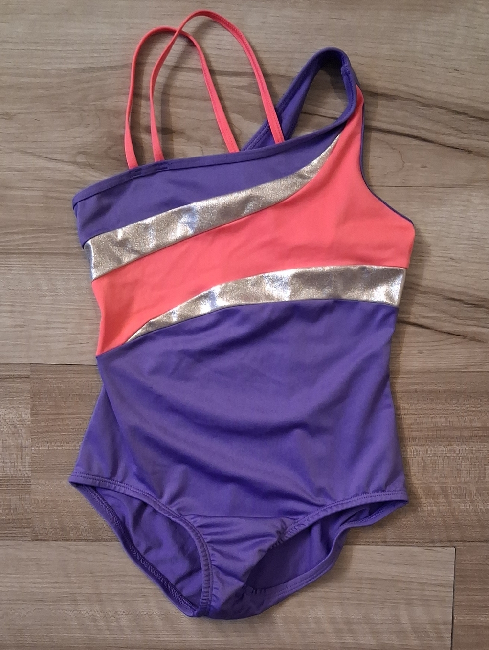 Circo Purple and Coral Girls' Leotard with Silver Stripe Child 6/6x (L)
